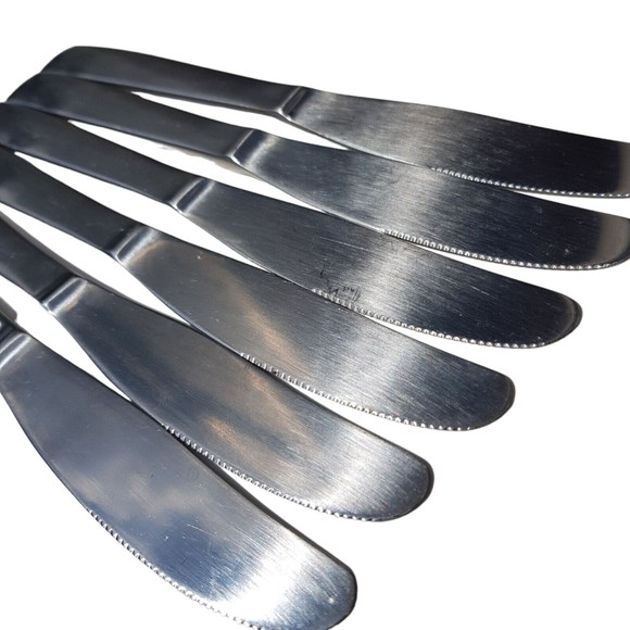 6 Gense Facette Pattern Stainless Knives Sweden Dinner Knife Light Serration 8" - Picture 2 of 11